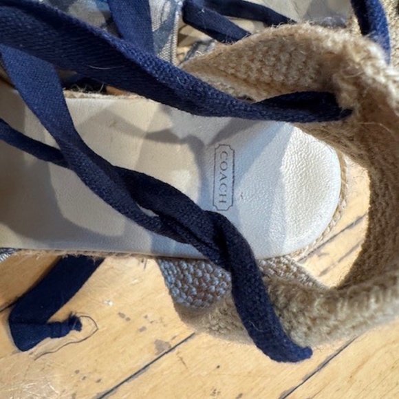 Coach Ankle Tie Wedge Espadrilles, Blue Size 7 - Picture 3 of 5